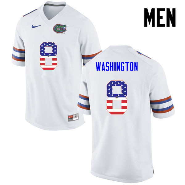 Men Florida Gators #8 Nick Washington College Football USA Flag Fashion Jerseys-White - Click Image to Close